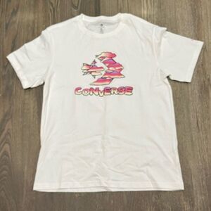 NWOT Converse Star Chevron Clouds Graphic T-Shirt Crewneck Short Sleeve White M